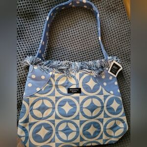 Blue & Cream Geometric Shoulder Bag
